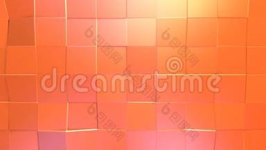 简单的低聚三维表面作为时尚背景。 软几何低聚运动背景移动纯粉色橙色